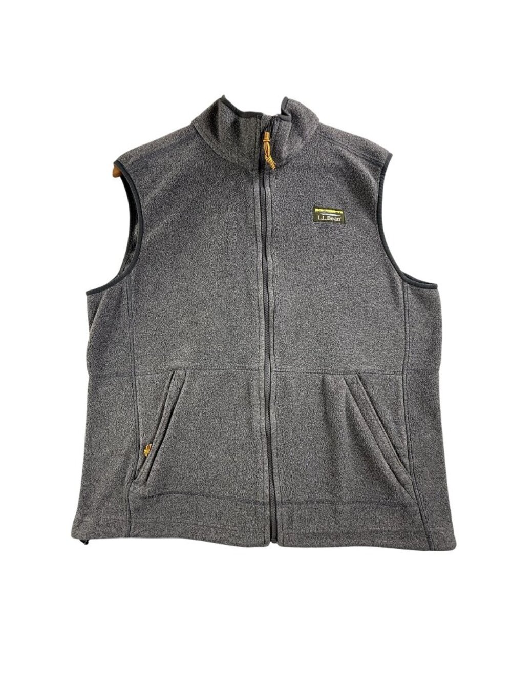 LL Bean Vest Mens Medium Gray Fleece Full Zip Pockets Outdoor Hiking Lined Warm